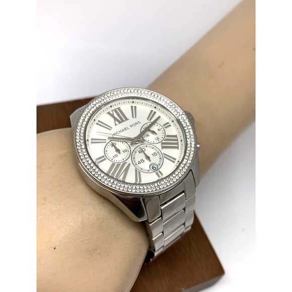 Michael Kors Women's Watch MK7429 Quartz Chronograph Silver Stainless Steel 42mm - Picture 6 of 15